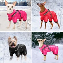 Ropa de invierno para perro, chaqueta supercálida para mascotas, abrigo con arnés, ropa impermeable para cachorros, Sudadera con capucha para perros pequeños y medianos
