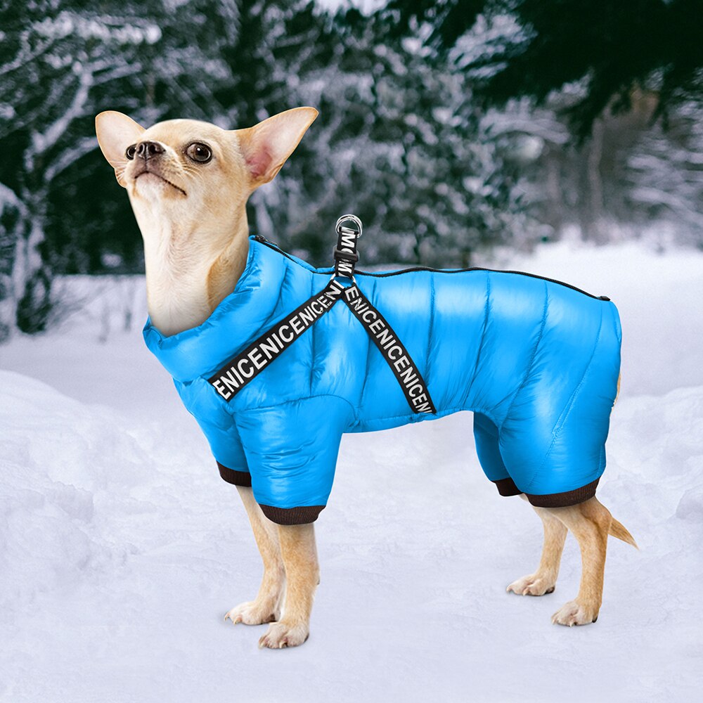 Ropa de invierno para perro, chaqueta supercálida para mascotas, abrigo con arnés, ropa impermeable para cachorros, Sudadera con capucha para perros pequeños y medianos