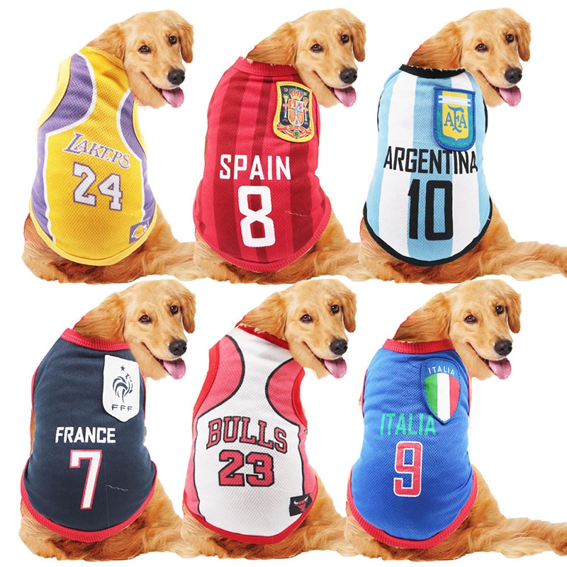 Camiseta de algodón para perros pequeños y grandes, Camiseta estampada de verano, camiseta de baloncesto, fútbol, Chaleco de Bulldog Francés, ropa para mascotas
