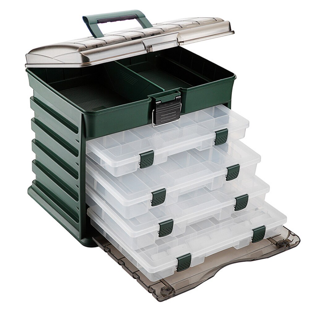 Caja de almacenamiento portátil para cebos de pesca, organizador de cebos de peces multicapa, estuche duradero de plástico de 5 capas, nuevo