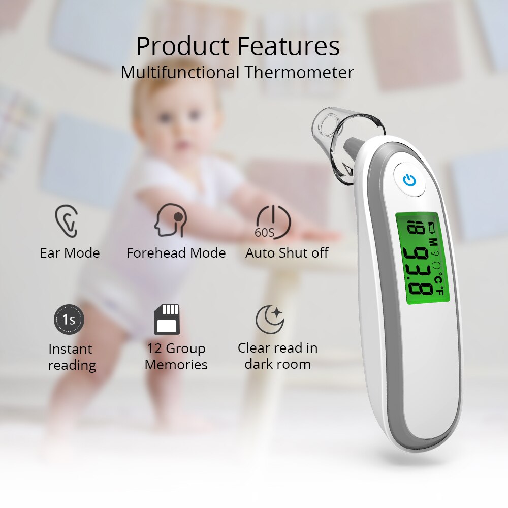 BOXYM-termómetro Digital para bebé, medidor infrarrojo LCD para frente, oreja, sin contacto corporal, electrónico para niños