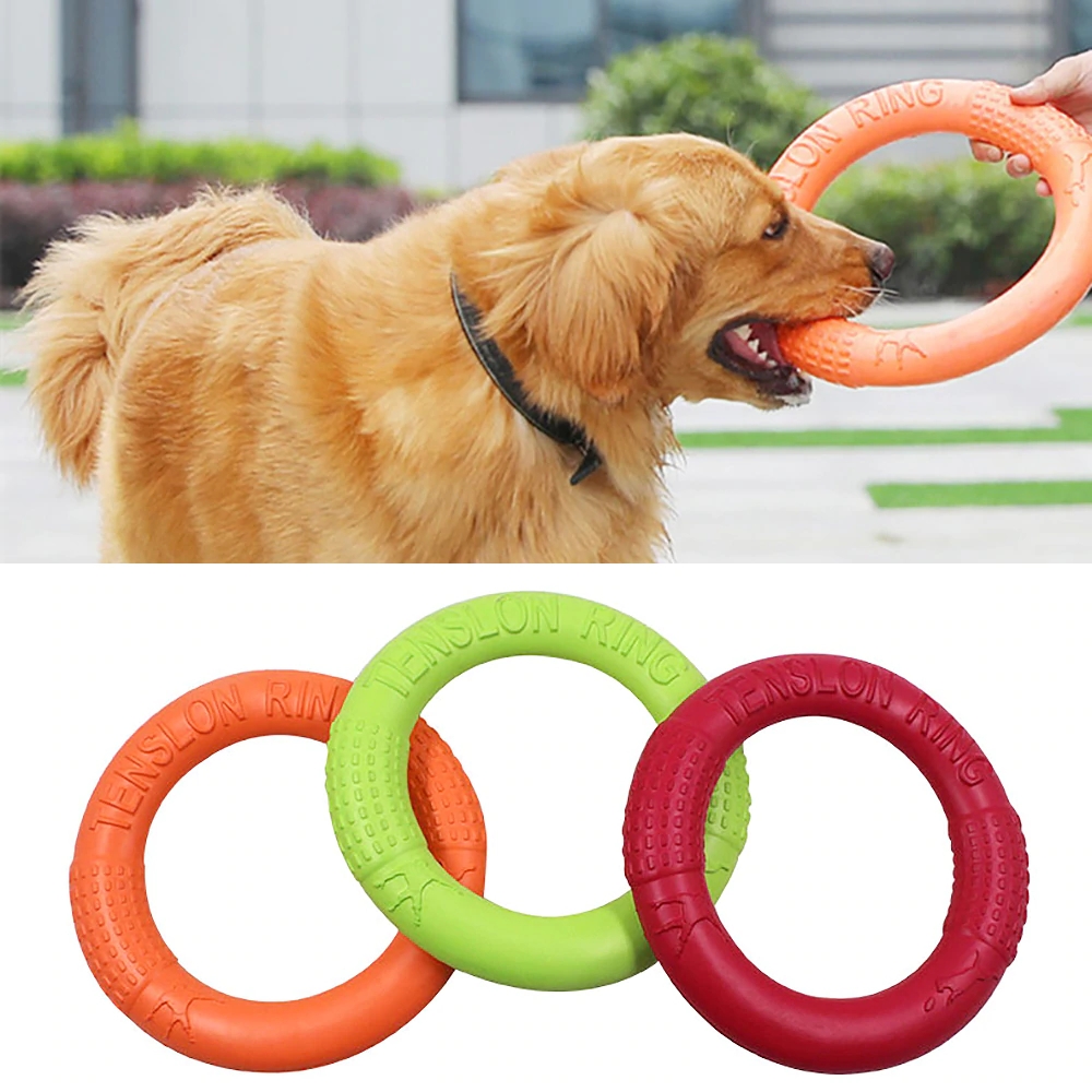 Juguetes Para Perros con discos voladores para mascotas, anillo de entrenamiento resistente a las mordeduras, juguete flotante para cachorros, juego interactivo al aire libre, 18cm