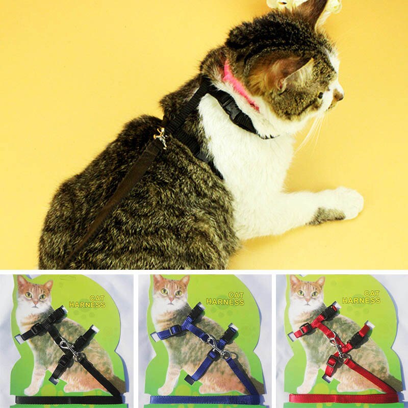 Arnés de nailon ajustable para gato, correa de tracción para mascotas, Collar Halter para perros y gatos, productos para mascotas
