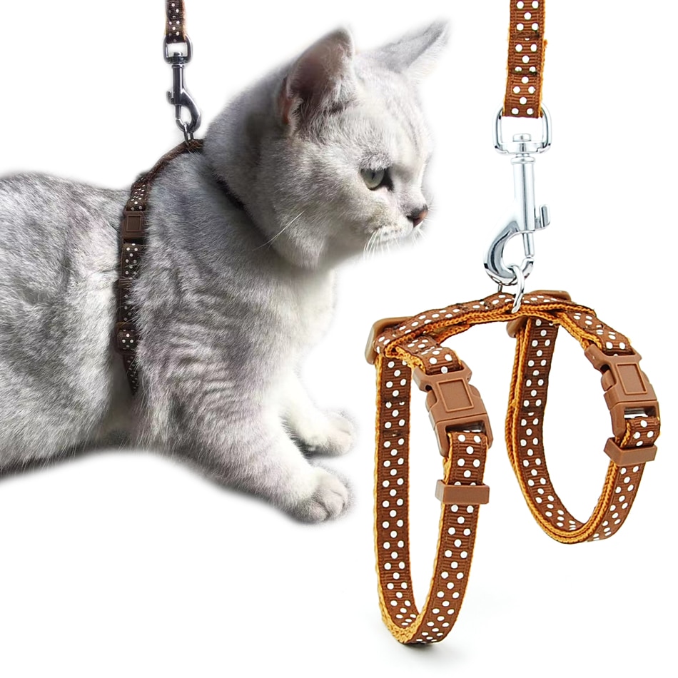 Collar de nailon ajustable para perro y gato, correa de tracción para mascotas, sólido, productos para gatos, arnés para mascotas, talla M