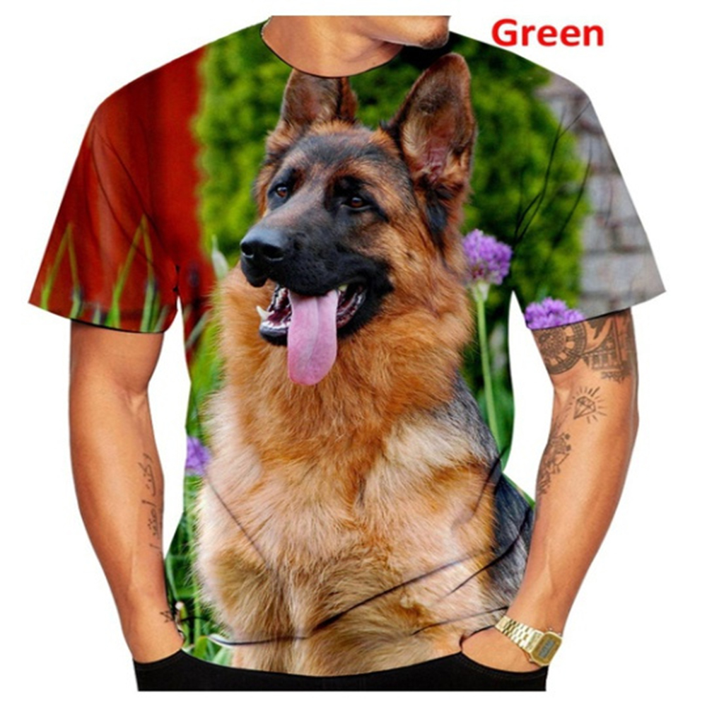 Camiseta de poliéster con estampado de perro para hombre, ropa harajuku Unisex, bonita, Pastor Alemán, nueva moda