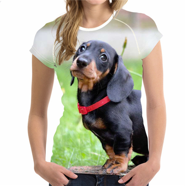 Camiseta con estampado 3D de perro para hombre y mujer, cuello redondo, manga corta, vestido de moda de gran tamaño, material de poliéster para XXS-6XL