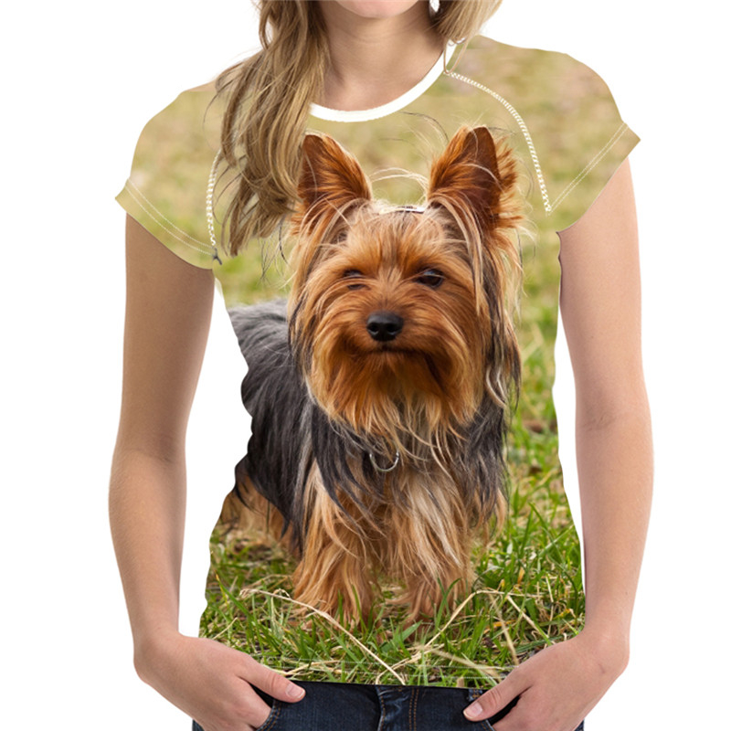 Camiseta con estampado 3D de perro para hombre y mujer, cuello redondo, manga corta, vestido de moda de gran tamaño, material de poliéster para XXS-6XL