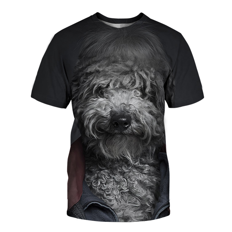 Camiseta con estampado de perro en 3D para hombre, ropa de manga corta, divertida, fresca, de verano, a la moda, novedad de 2021