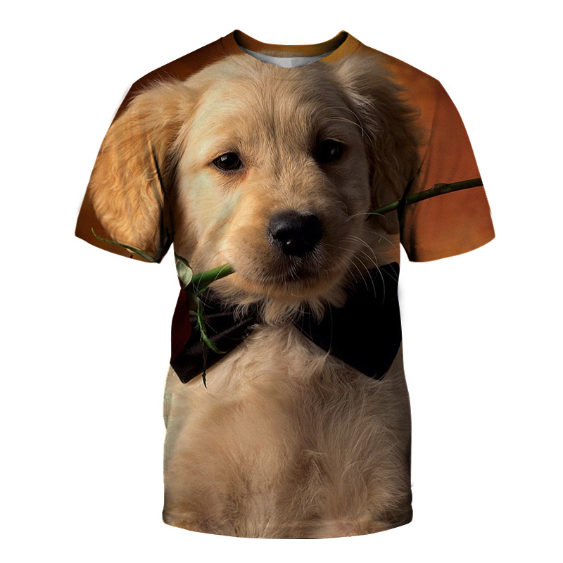 Camiseta con estampado de perro en 3D para hombre, ropa de manga corta, divertida, fresca, de verano, a la moda, novedad de 2021