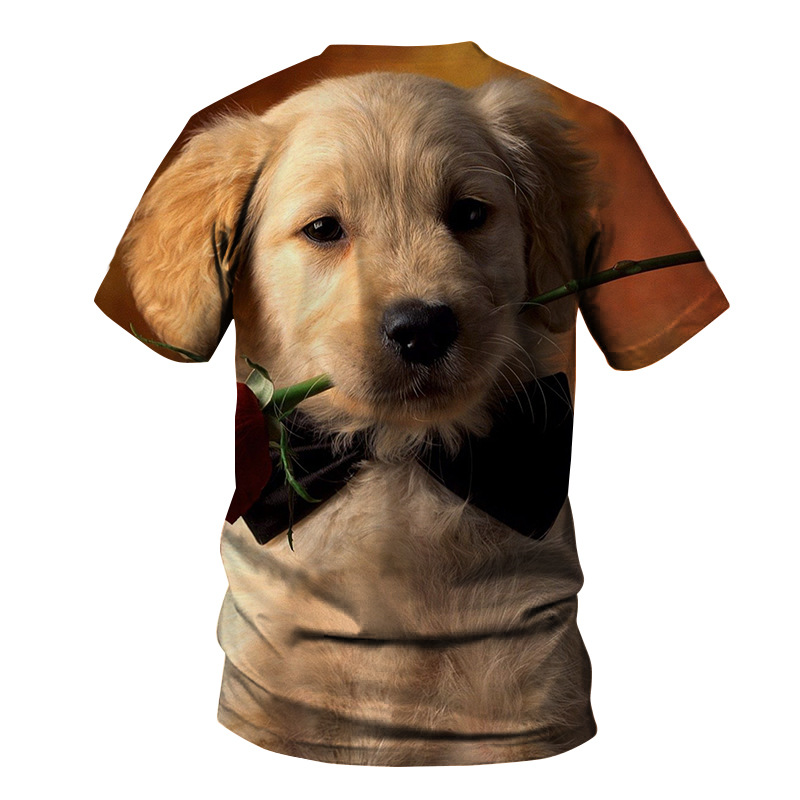 Camiseta con estampado de perro en 3D para hombre, ropa de manga corta, divertida, fresca, de verano, a la moda, novedad de 2021