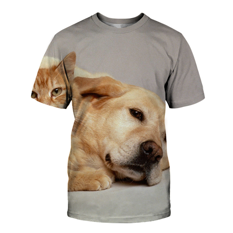 Camiseta con estampado de perro en 3D para hombre, ropa de manga corta, divertida, fresca, de verano, a la moda, novedad de 2021