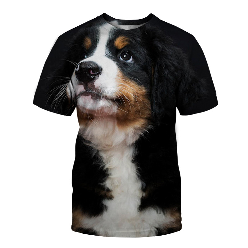 Camiseta con estampado de perro en 3D para hombre, ropa de manga corta, divertida, fresca, de verano, a la moda, novedad de 2021