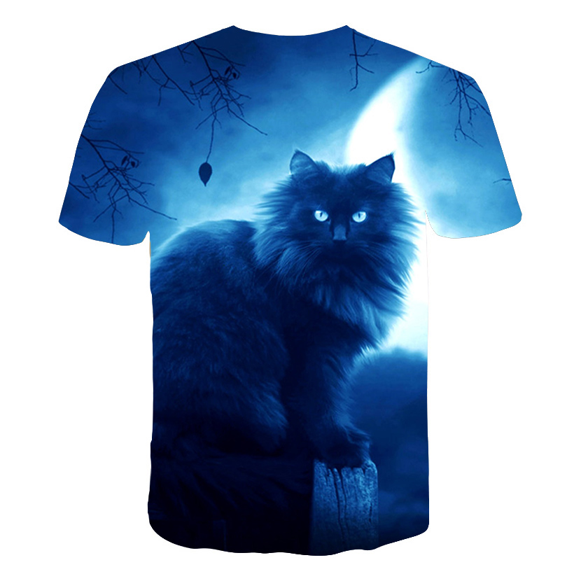 Camiseta con estampado 3d de gato de boxeo para niños, Tops de manga corta de verano, ropa informal para adolescentes