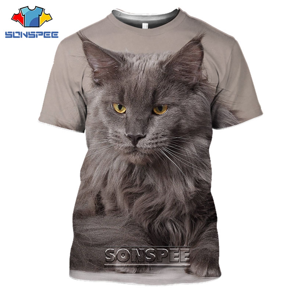 SONSPEE-camisetas con estampado 3D de gato para hombre y mujer, ropa de calle informal Harajuku, de Fitness, de calle, Tops