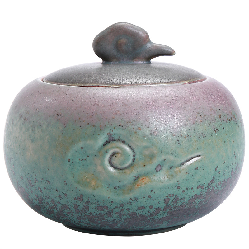 Contenedores de té al horno colorido hecho a mano Vintage, lata sellada de cerámica con número grande y pequeño, contenedor de té Pu'er, urna para mascotas