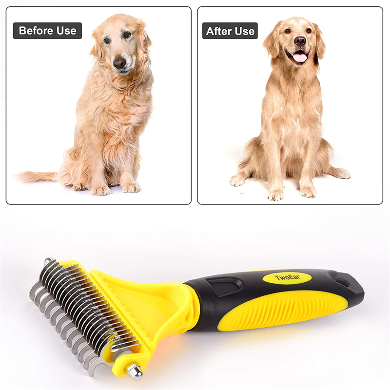 Cepillo de aseo de acero inoxidable para mascotas, rastrillo de capa inferior de dos caras para perros y gatos, elimina nudos y ángulos fácilmente
