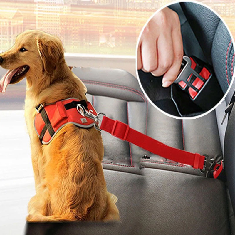 arnes de perros Ajustable para perros y gatos cinturón de seguridad de coche del asiento del animal doméstico vehículo arnés de cinturón de seguridad perro plomo Clip, suministros para mascotas, palan