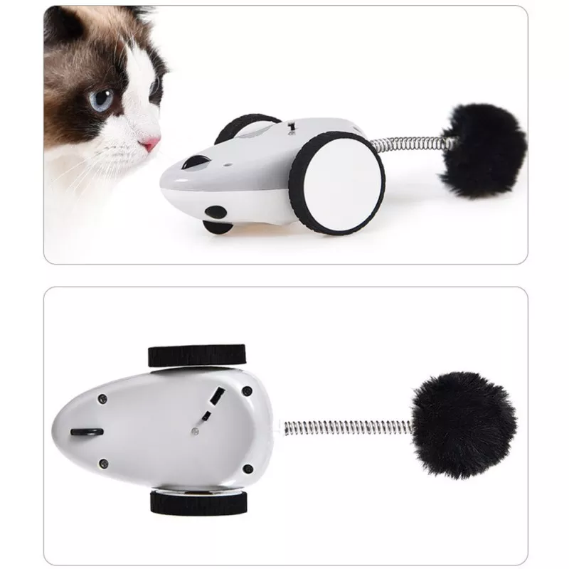 Ratón de juguete eléctrico realista para gatos, juguete interactivo para morder, con Control por aplicación, carga USB