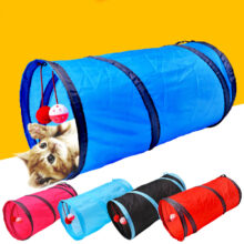 Túnel plegable para mascotas, tubo de juego perfecto para gatos, cachorros, hurones y conejos, juguete divertido para animales que incluye bolas y 2 agujeros
