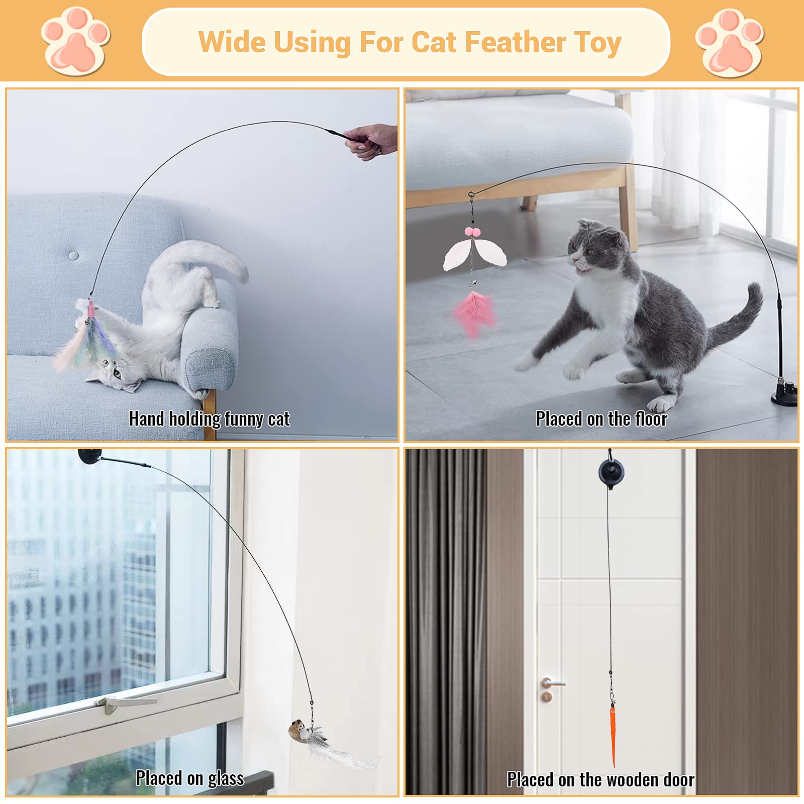 Juguete interactivo de simulación de pájaro para gato, divertido con superventosa juguete, pluma de pájaro para gatito, juego, ejercicio, suministros de juguete para gato