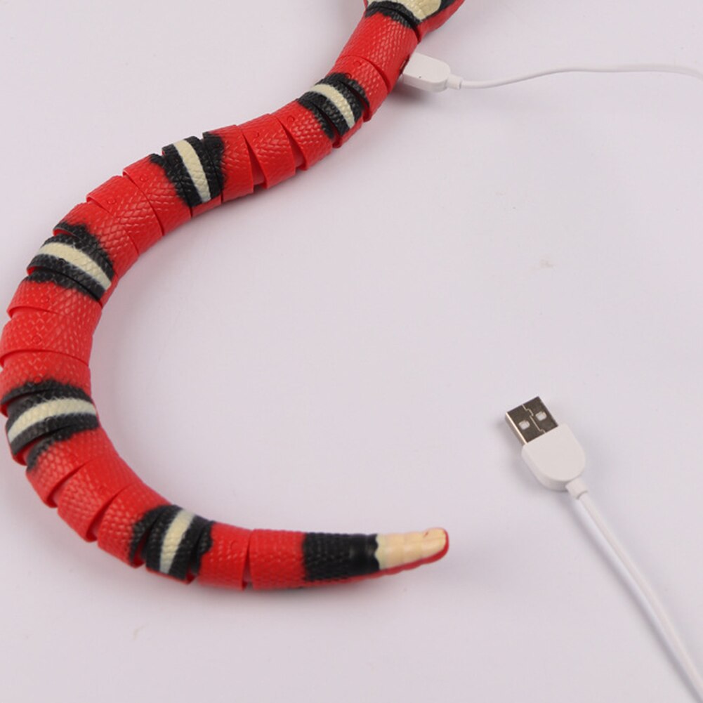 Juguete de serpiente con USB para mascotas, juguete interactivo de inducción inteligente para gato y perro, sensor recargable, juegos de travesuras, novedad