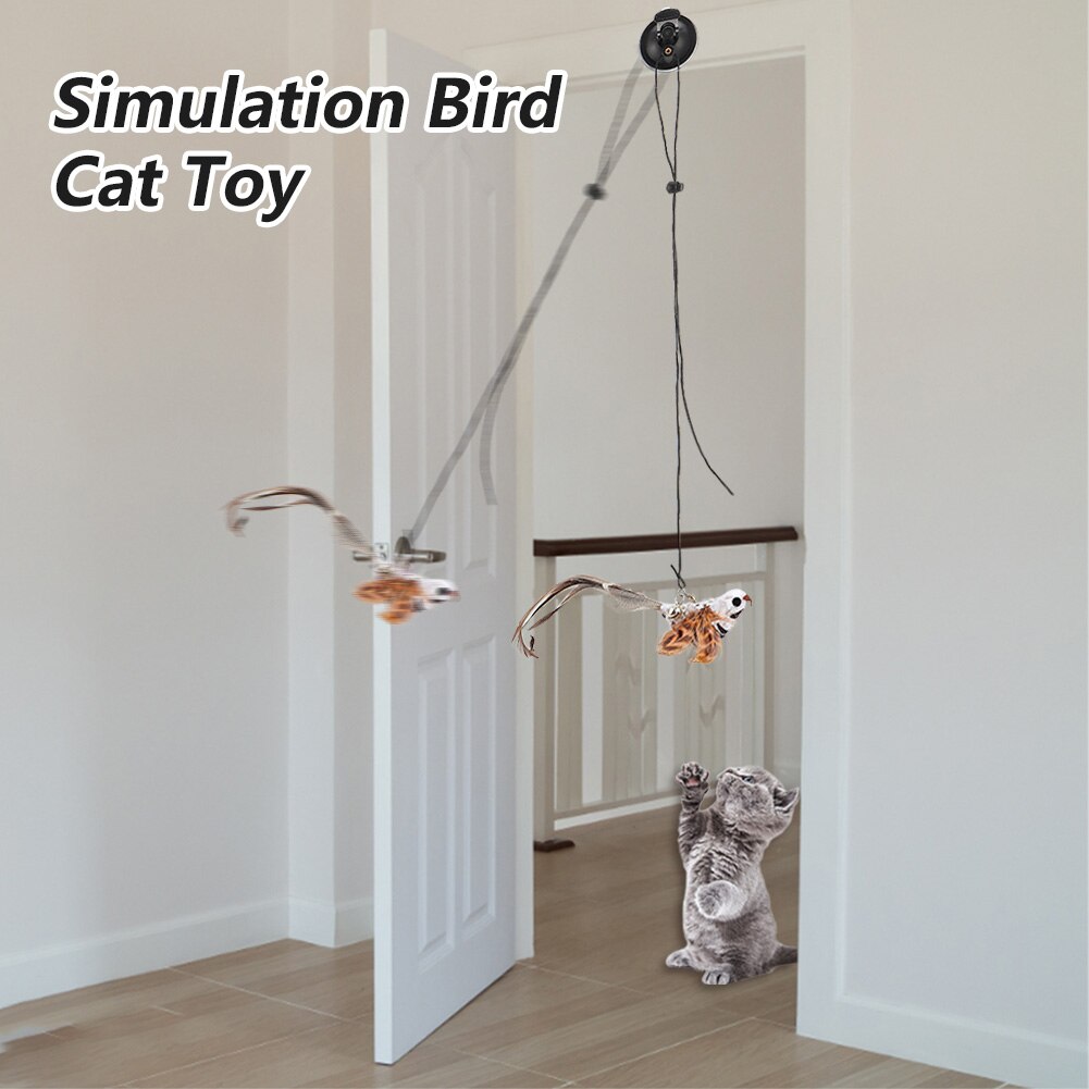Juguete interactivo de simulación de pájaro para gato, juguete colgante eléctrico de águila voladora, palo para gato, cuerda para rascar
