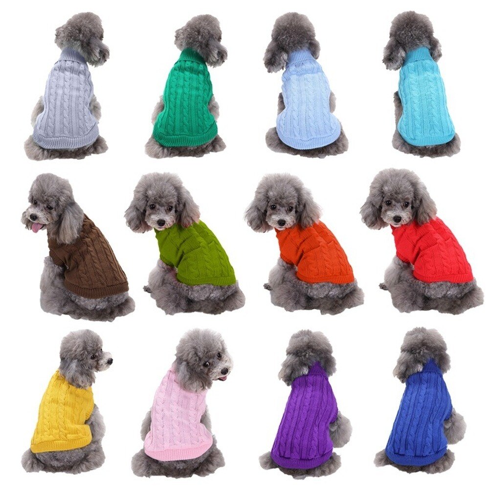 Suéter de invierno para mascotas, ropa cálida para perros pequeños, medianos y grandes, abrigo suave, trajes de punto de cuello alto para cachorros