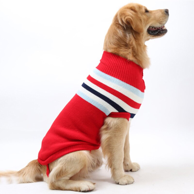 Suéter a rayas para perros grandes, ropa cálida de invierno para mascotas pequeñas y grandes, abrigo para Chihuahua, Golden Retriever, traje para cachorros, ropa para mascotas