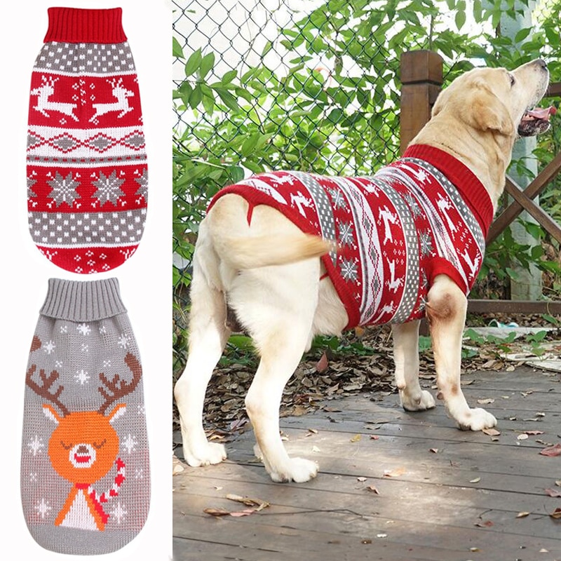 Suéter de Navidad para perros grandes, prendas de punto de cuello alto, ropa de invierno para perros pequeños, medianos y grandes, Golden Retriever