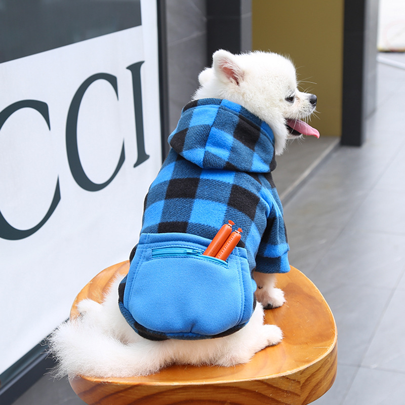 Ropa cálida de lana suave para perro, sudaderas con capucha a cuadros para perros pequeños y grandes, suéter para Chihuahua, abrigo para cachorros, chaqueta de invierno