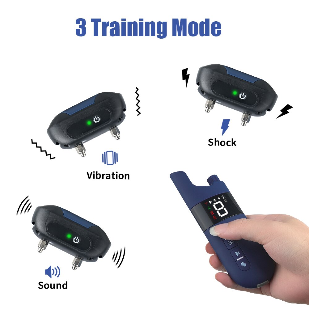 MASBRILL-Collar eléctrico de entrenamiento para perros, Control remoto para mascotas, IP7 resistente al agua, con vibración de choque, función de sonido, 800m