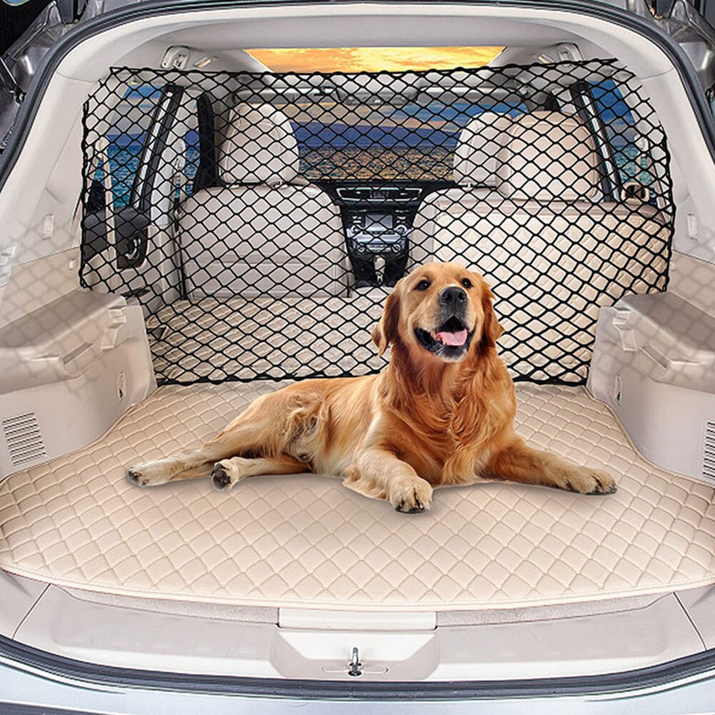 Red de protección para asiento trasero de coche para perros, valla de red de separación para mascotas, barrera de seguridad, malla de viaje para mascotas, práctica, compatible con cualquier vehículo