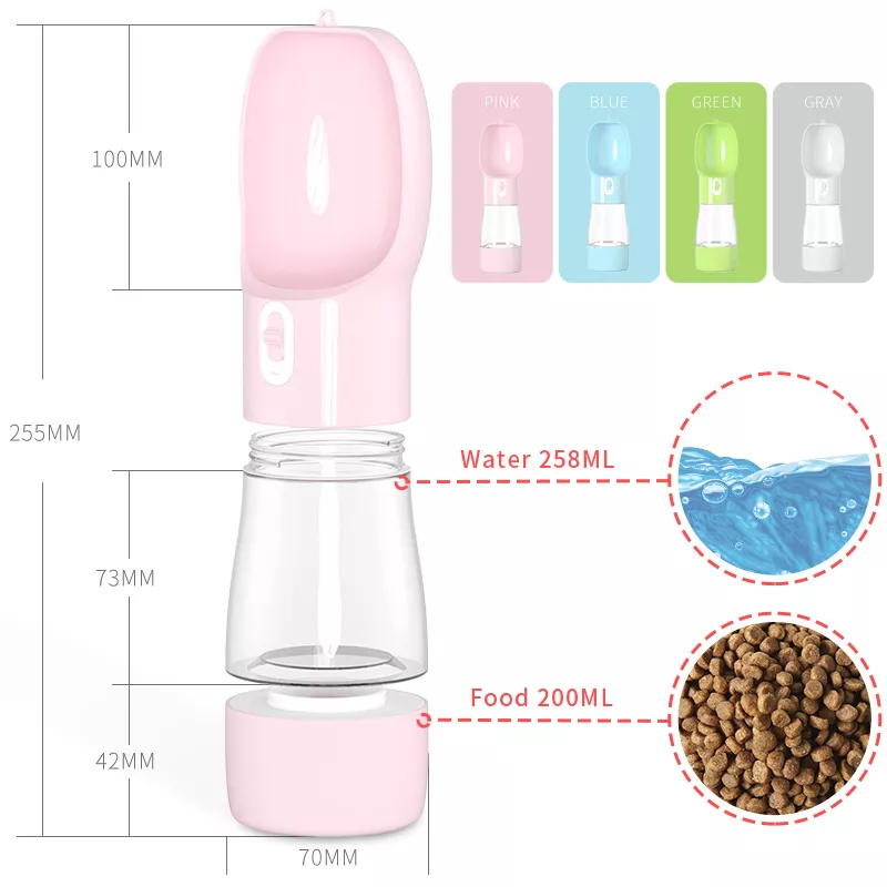 Botella de agua portátil para perros, alimentador multifunción de comida para perros, tazón para beber, dispensador de agua para cachorros y gatos, novedad de 2022