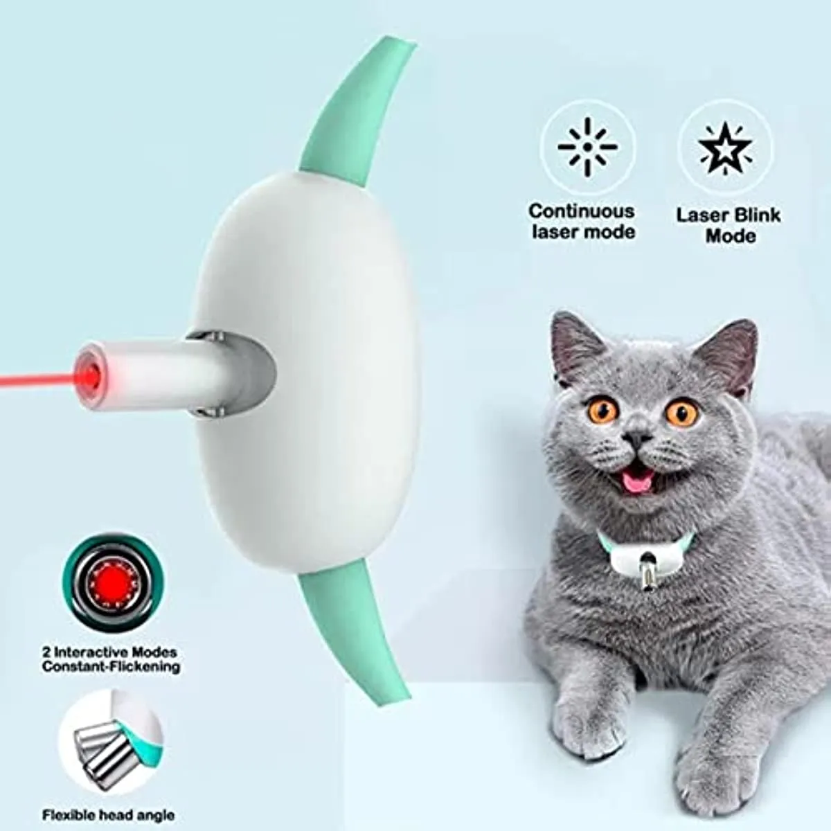 ATUBAN Collar eléctrico inteligente para gatitos, juguetes láser portátiles divertidos, collares de juguete de entrenamiento electrónico